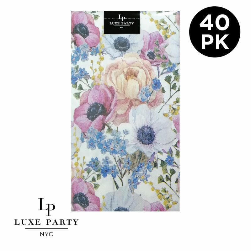 Luxe Party Napkins 40 Beverage Napkins - 4.5" x 7.75" Pretty Floral Paper Dinner Napkins | 40 Napkins