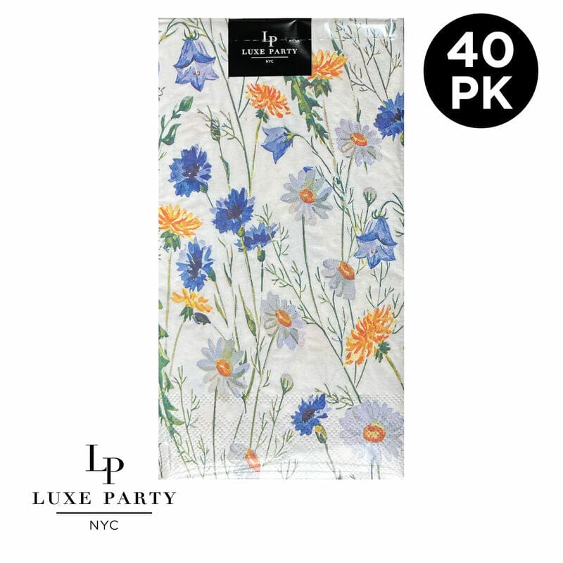 Luxe Party Napkins 50 Beverage Napkins - 5" x 5" Wild Flowers Paper Dinner Napkins | 40 Napkins