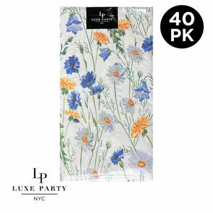 Luxe Party Napkins 50 Beverage Napkins - 5" x 5" Wild Flowers Paper Dinner Napkins | 40 Napkins