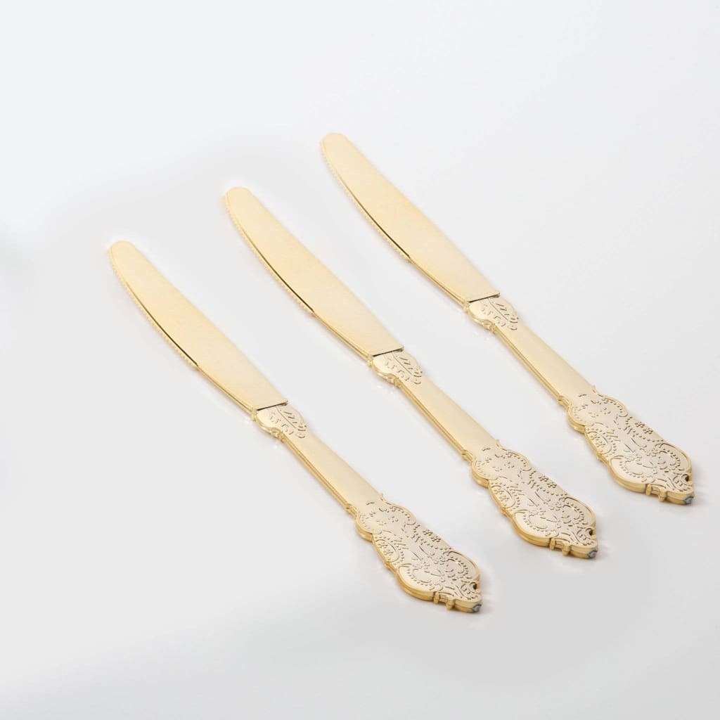 Venetian Handle Knives Venetian Design Gold Plastic Knives | 20 Knives