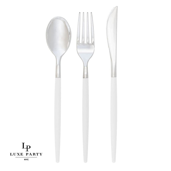 Clear and Silver Plastic Cutlery Set