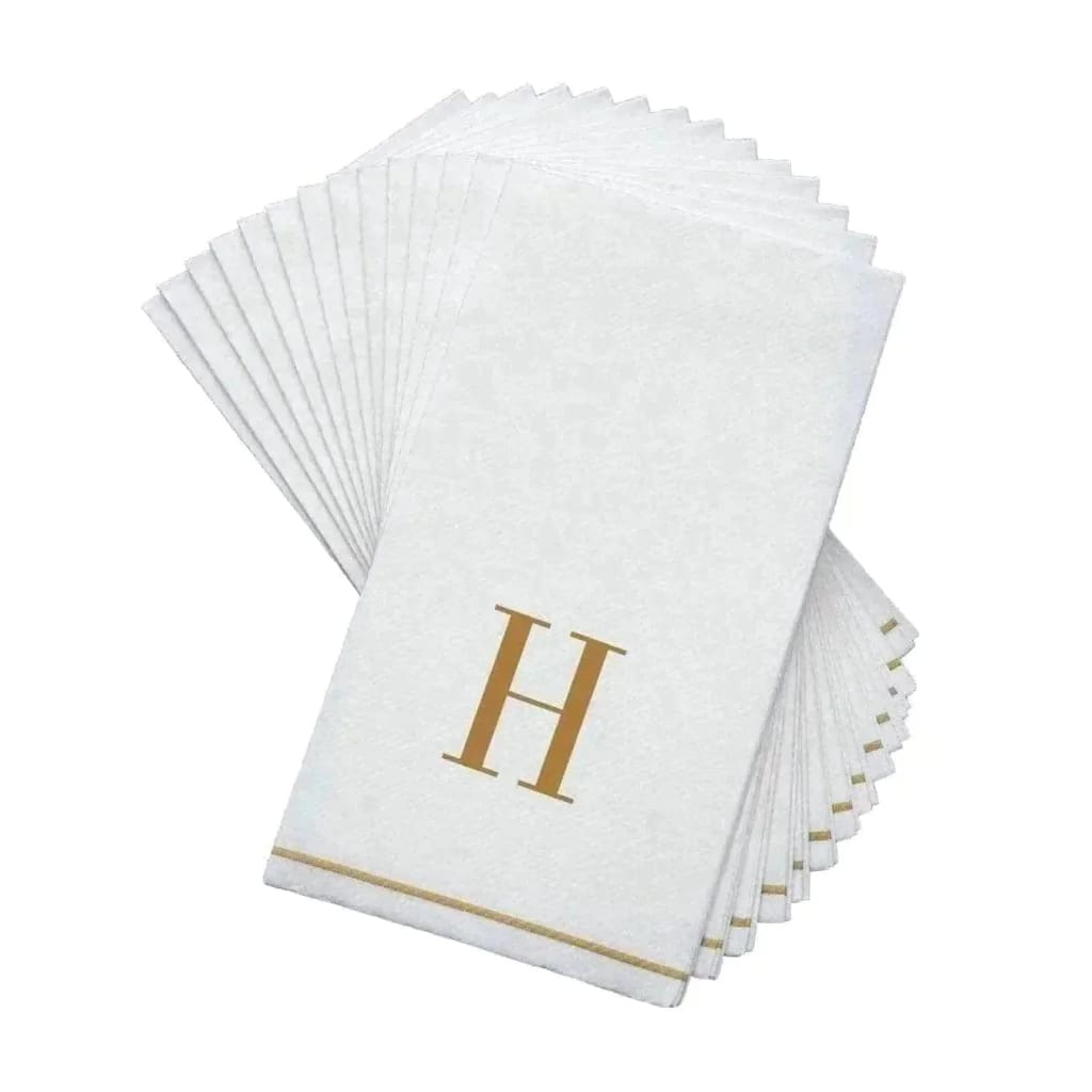 Luxe Party NYC Napkins Letter H Gold Monogram Paper Disposable Napkins