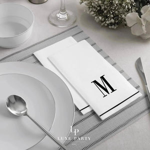 Luxe Party NYC Napkins Black Monogram Paper Disposable Napkins Letter M