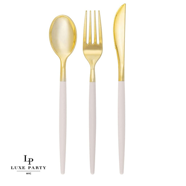 Neo Classic White • Gold Plastic Cutlery Set  32 Pieces - Luxe Party NYC –  Elegance - Fine Tableware
