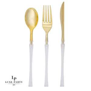 Cutlery Set Plastic Utensils Clear Forks Spoons Knives Disposable