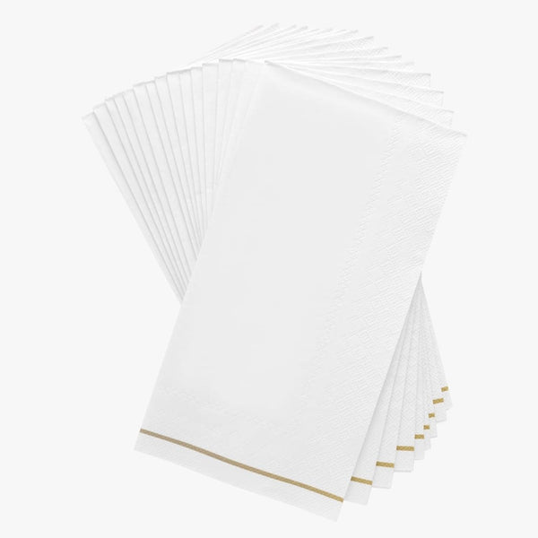 White with Gold Stripe Paper Dinner Napkins - Luxe Party – Luxe Party NYC